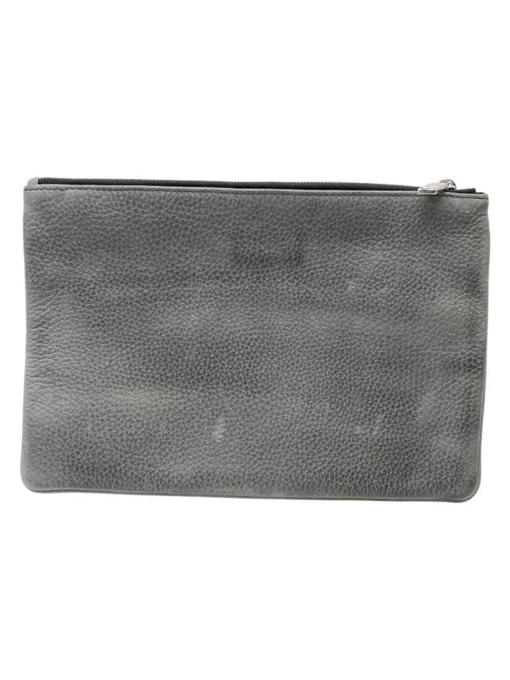 Dior Pouch Clutch Leather Gray Lightweight Capacity Crossbody